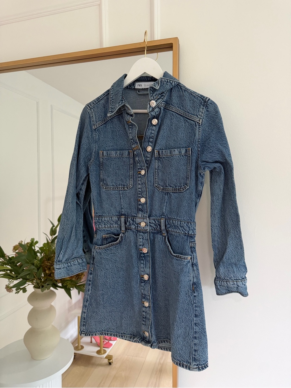 Zara Light Blue Denim Jacket Mini Dress
